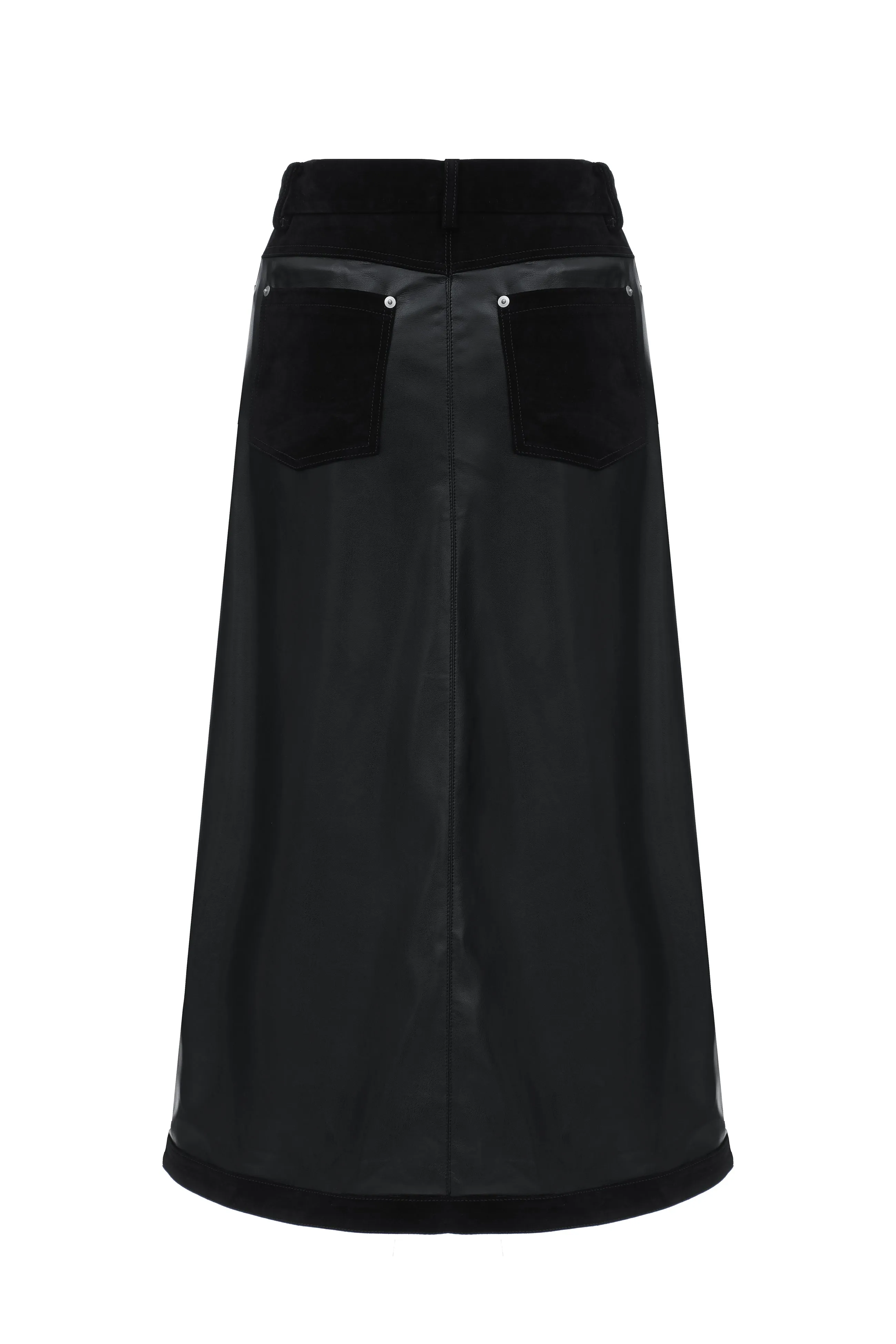 Suede Leather Midi Skirt