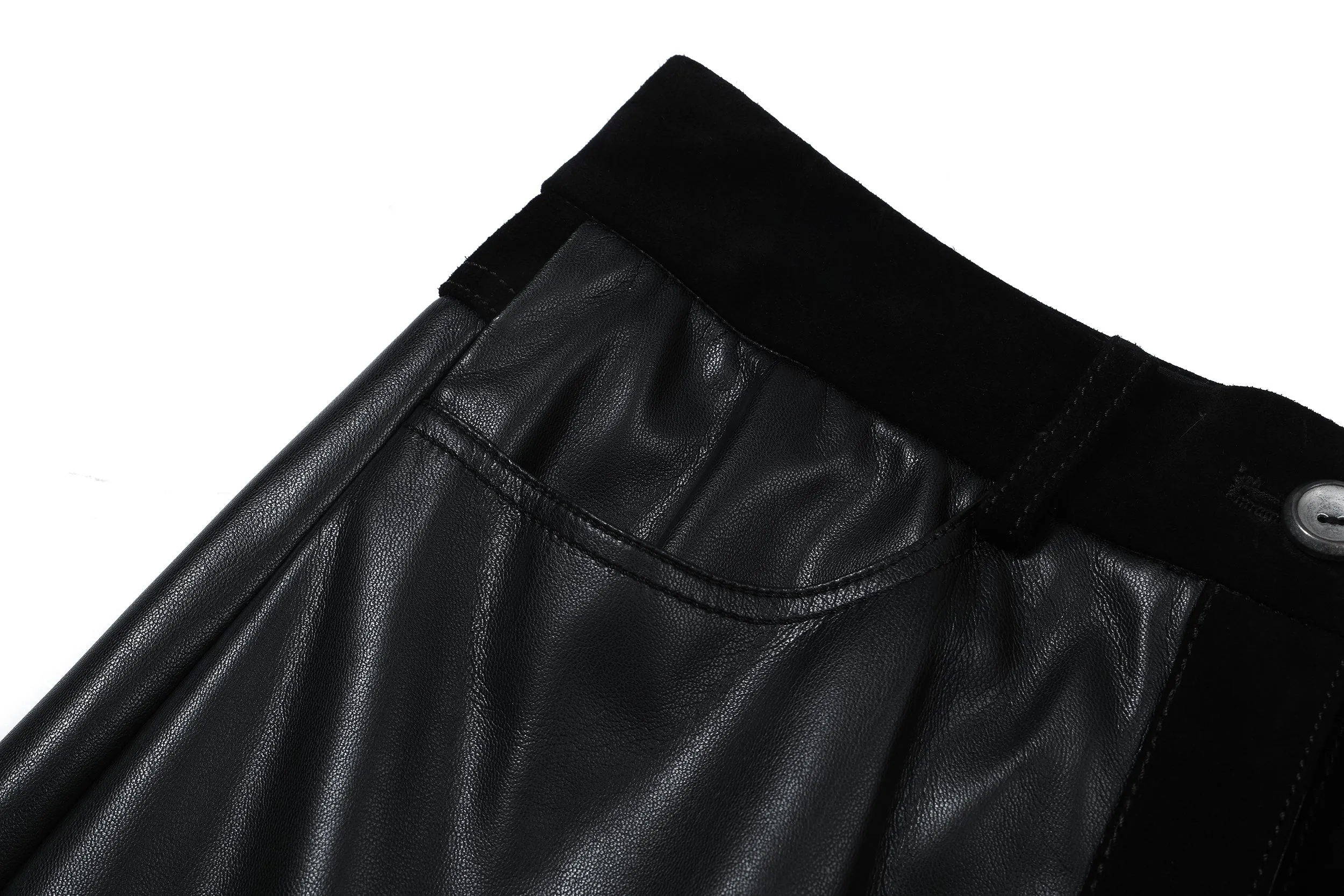 Suede Leather Midi Skirt