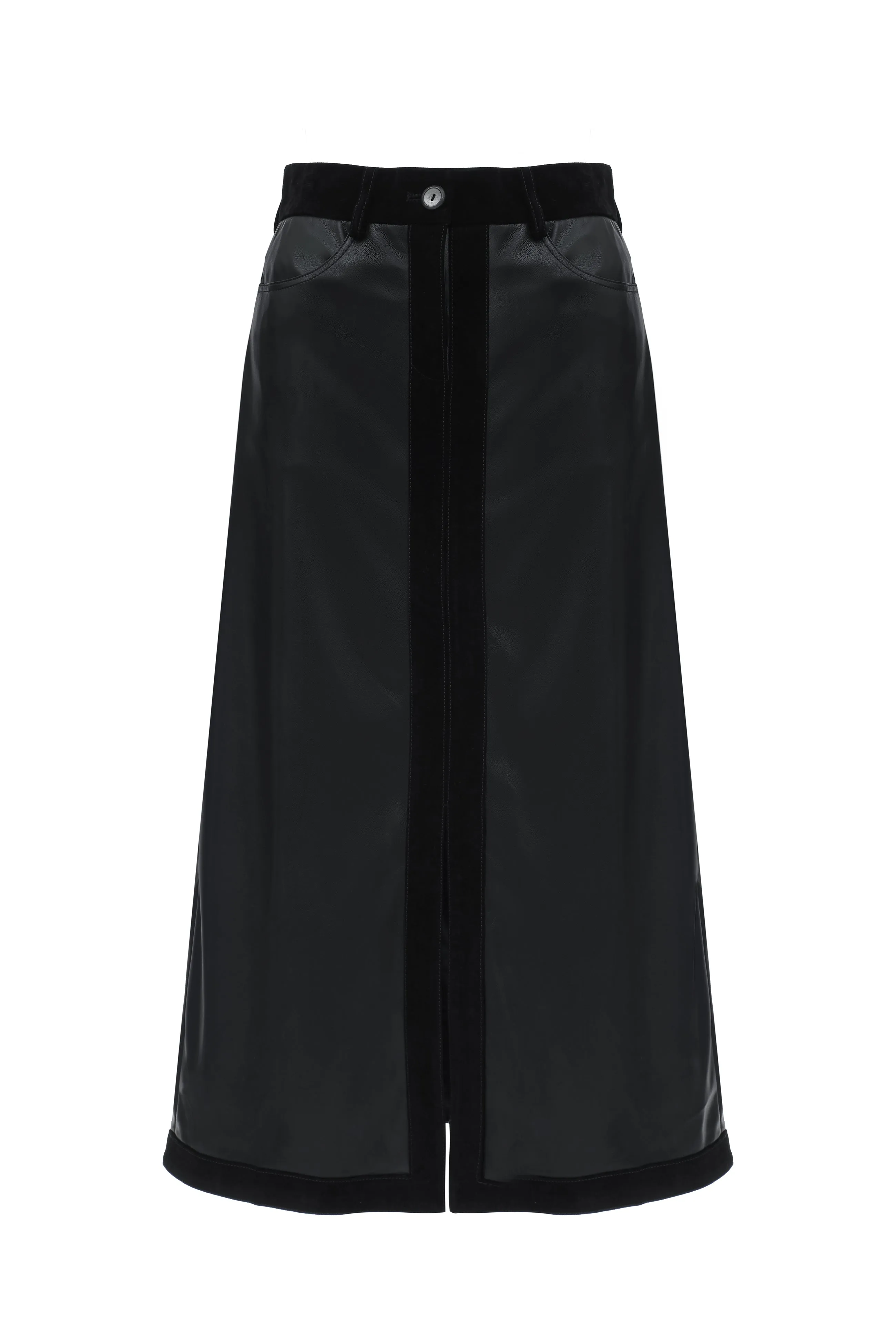 Suede Leather Midi Skirt