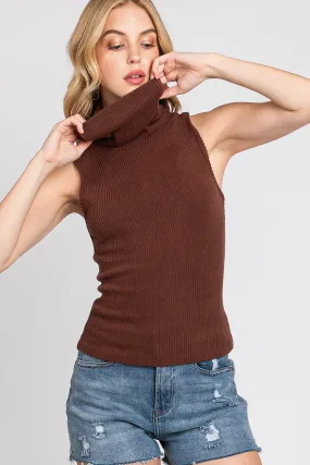 The Helena Chocolate Turtleneck Knit Top