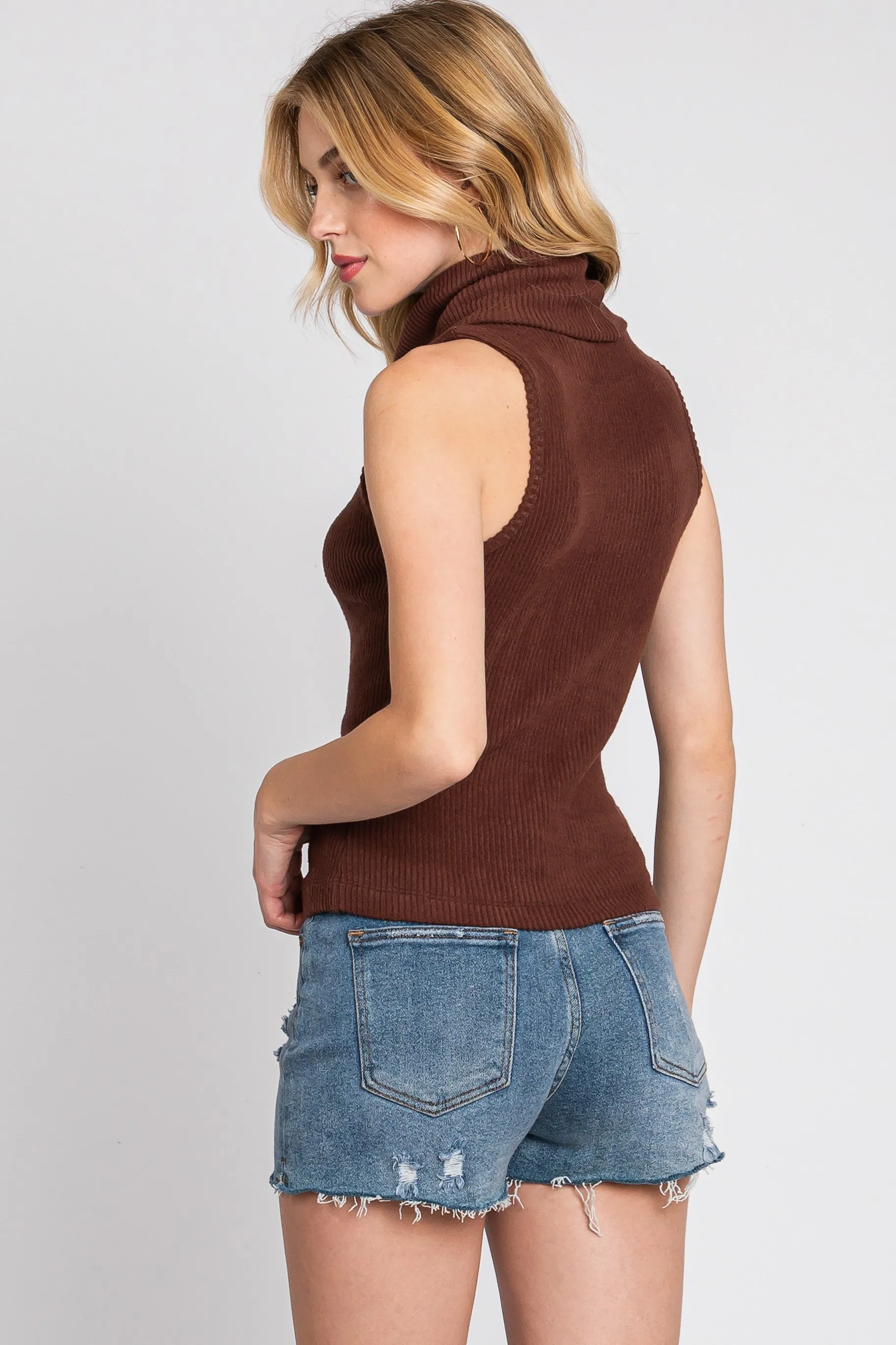 The Helena Chocolate Turtleneck Knit Top