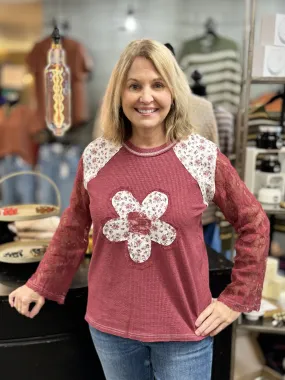 Tiffany Thermal Lace Flower Top