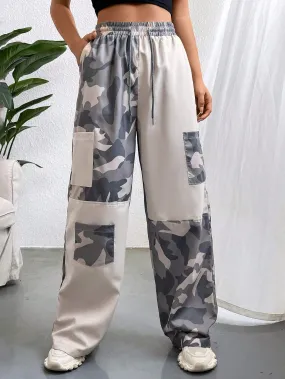 Versatile Camo Print Cargo Pants