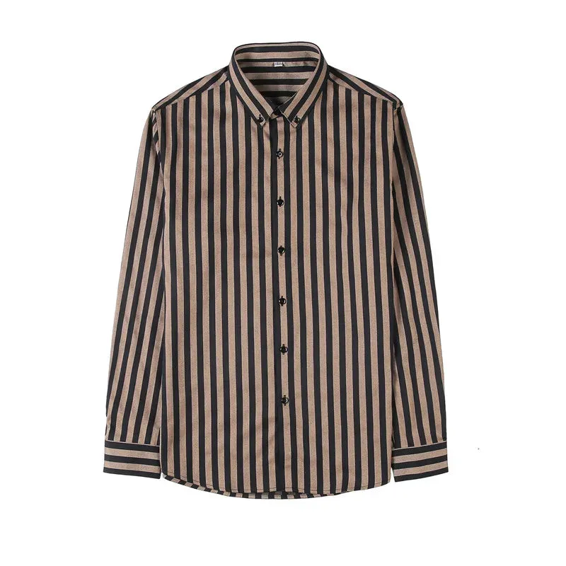 Vertical Stripe Slim Fit Men's Dress Shirt