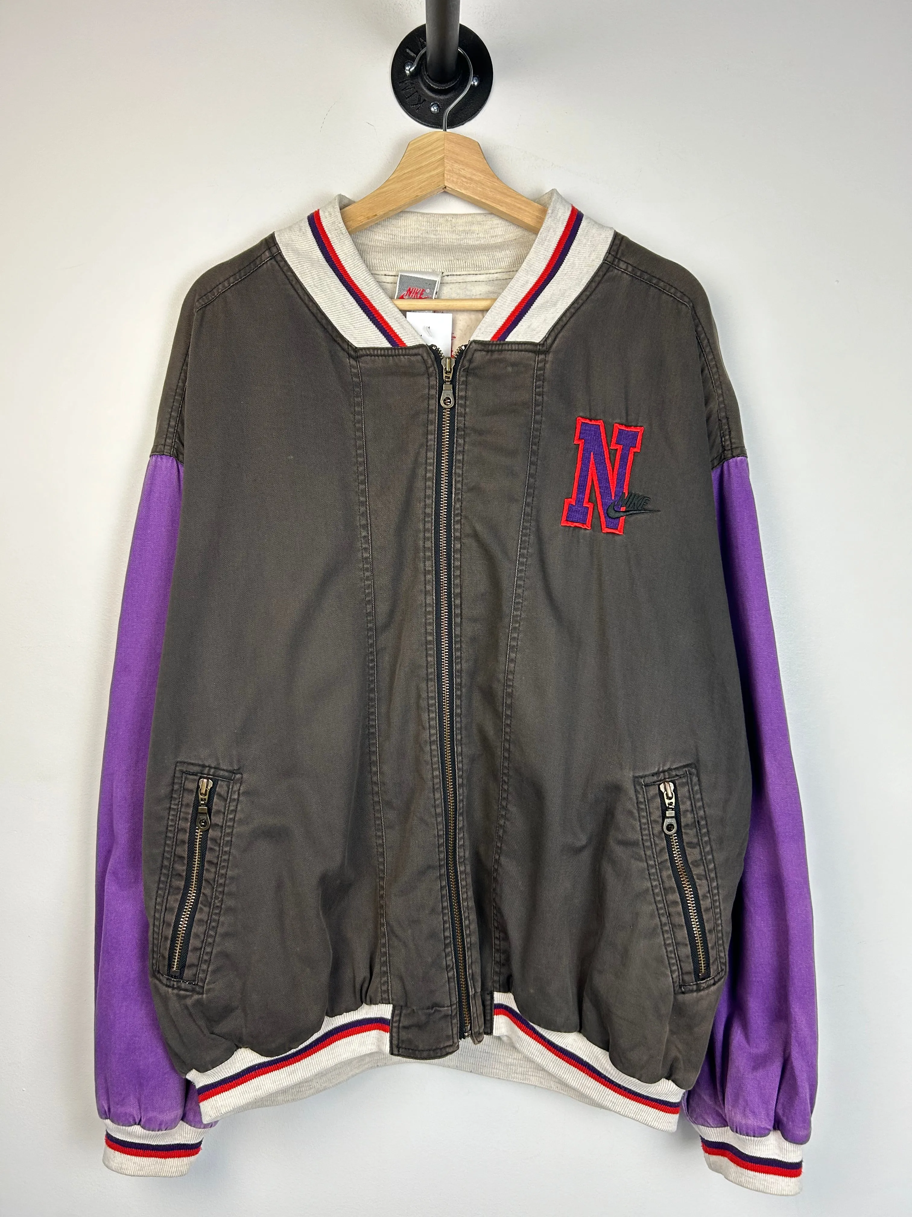 Vintage 80's Nike Black & Purple Varsity Jacket