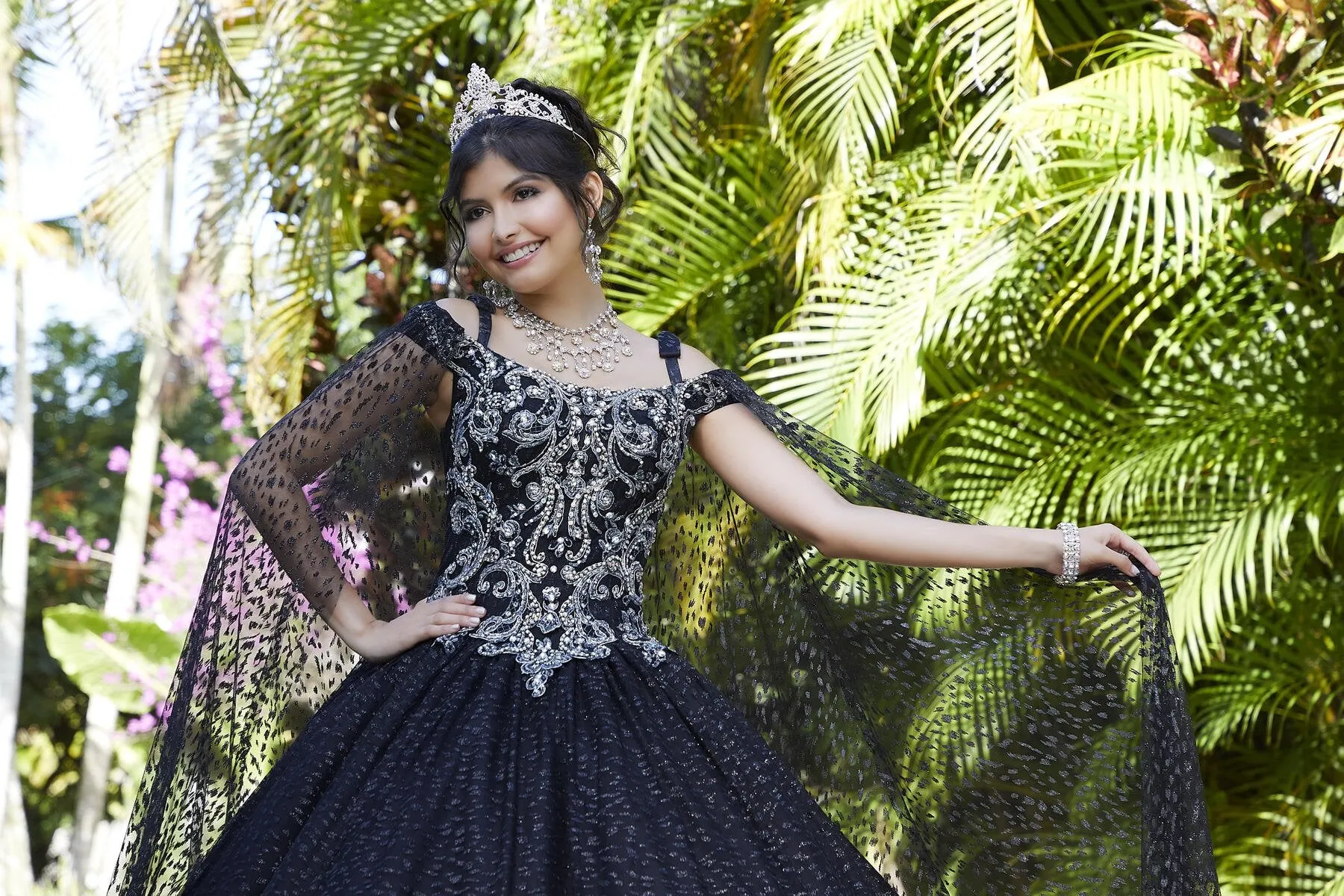 Vizcaya by Morilee Glitter Net Quince Cape 89299