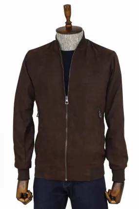 WSS Plain Zippered Pockets Brown Men Bomber Coat  - Singen